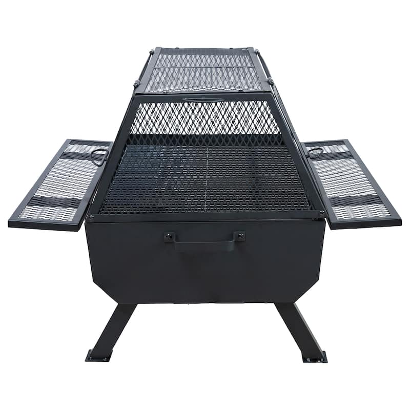 Sunnydaze Outdoor Fire Pit with Grill and Spark Screen - 36" H