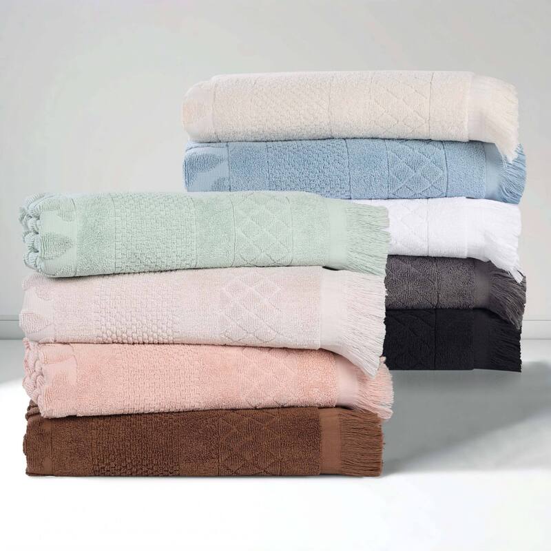 Superior Rolla Cotton Geometric Jacquard Plush Soft 12 Piece Towel Set