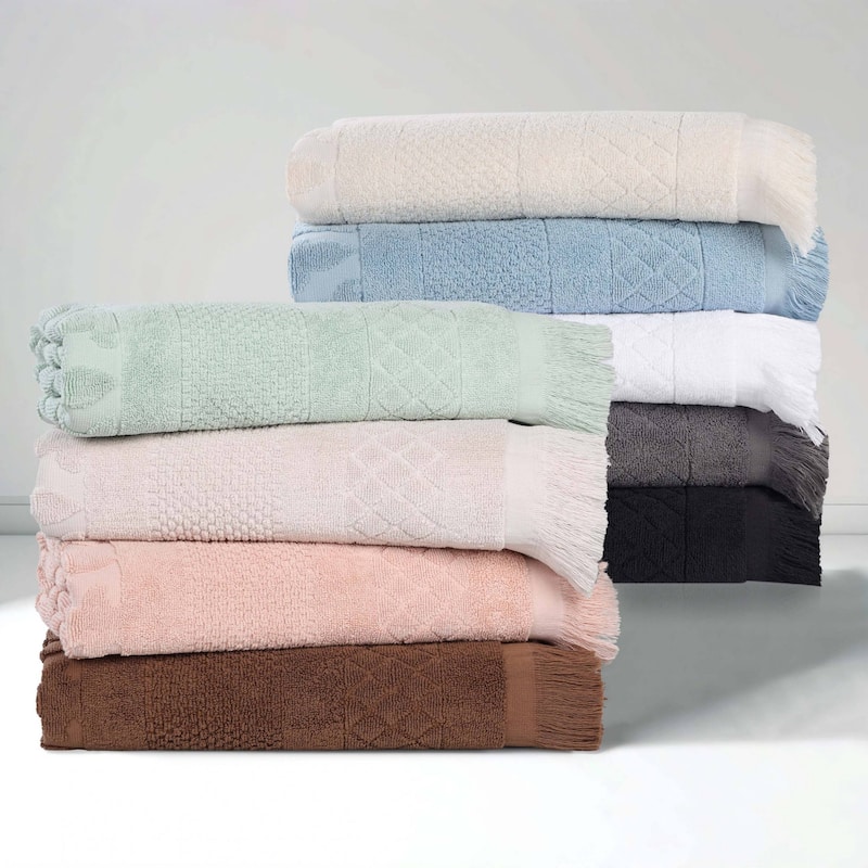 Superior Rolla Cotton Geometric Jacquard Plush Soft 3 Piece Towel Set