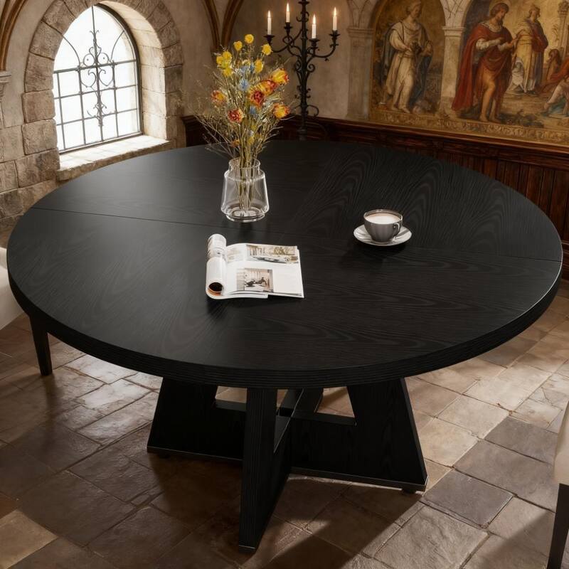 47" Farmhouse Wood Round Dining Table, Table Only