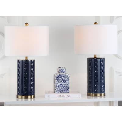 SAFAVIEH Lighting 26-inch Navy Roxanne Table Lamp (Set of 2)