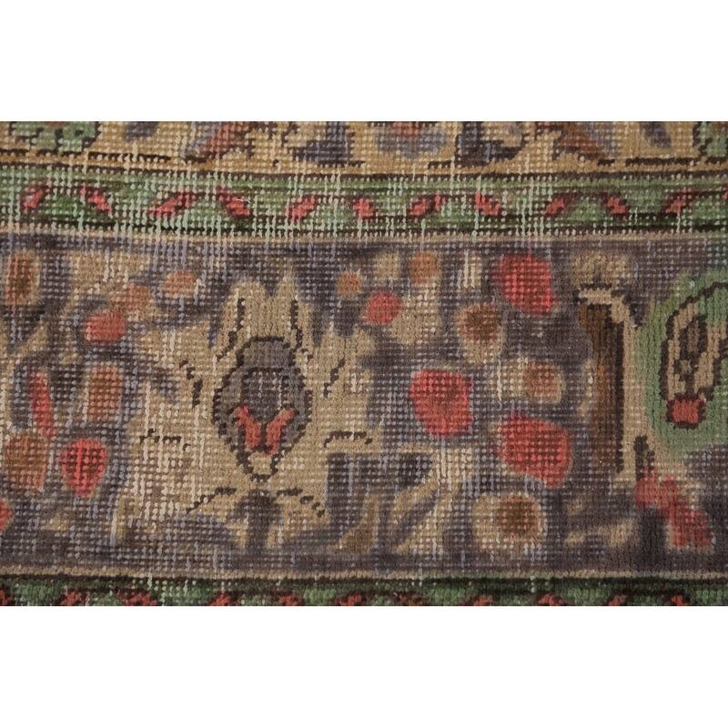 Light Blue Tabriz Persian Area Rug Hand-Knotted Floral Wool Carpet - 8'1"x 11'5"