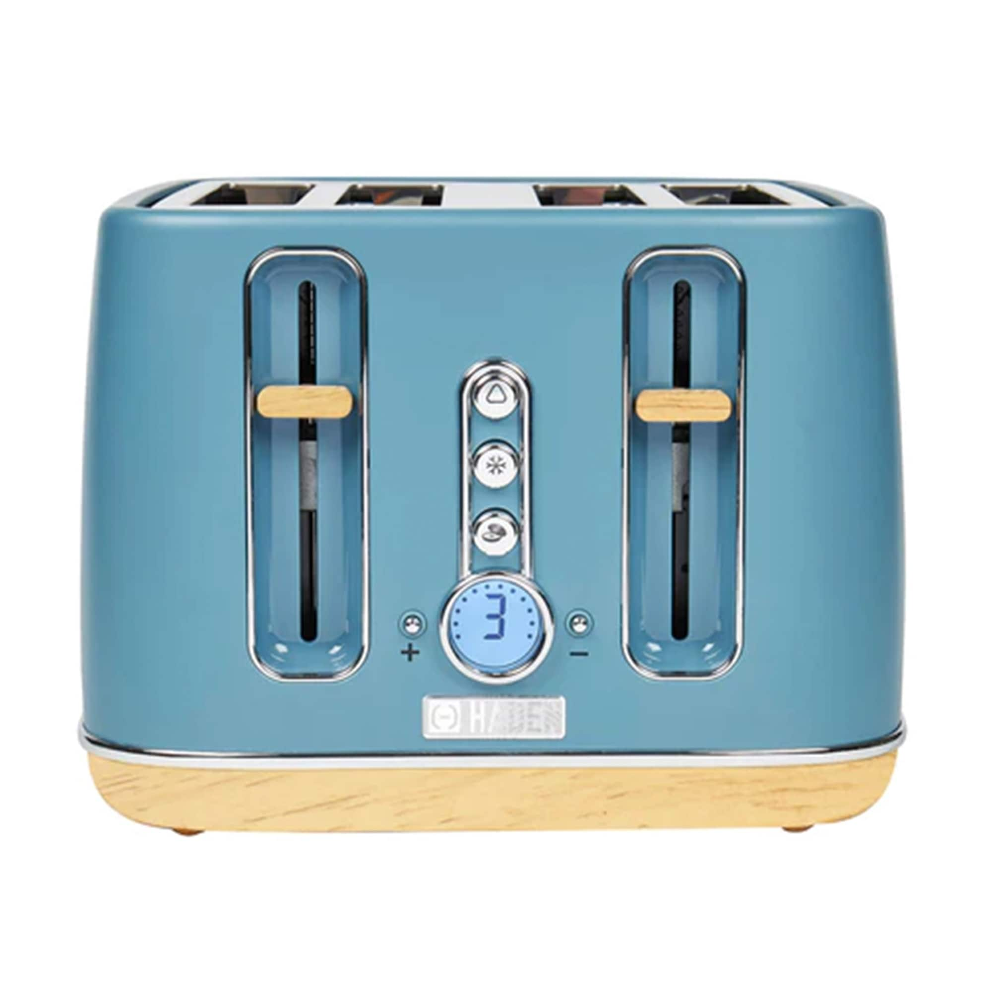 Haden Heritage 4-Slice Wide Slot Stainless Steel Body Countertop Retro  Toaster with Adjustable Browning Control, Turquoise