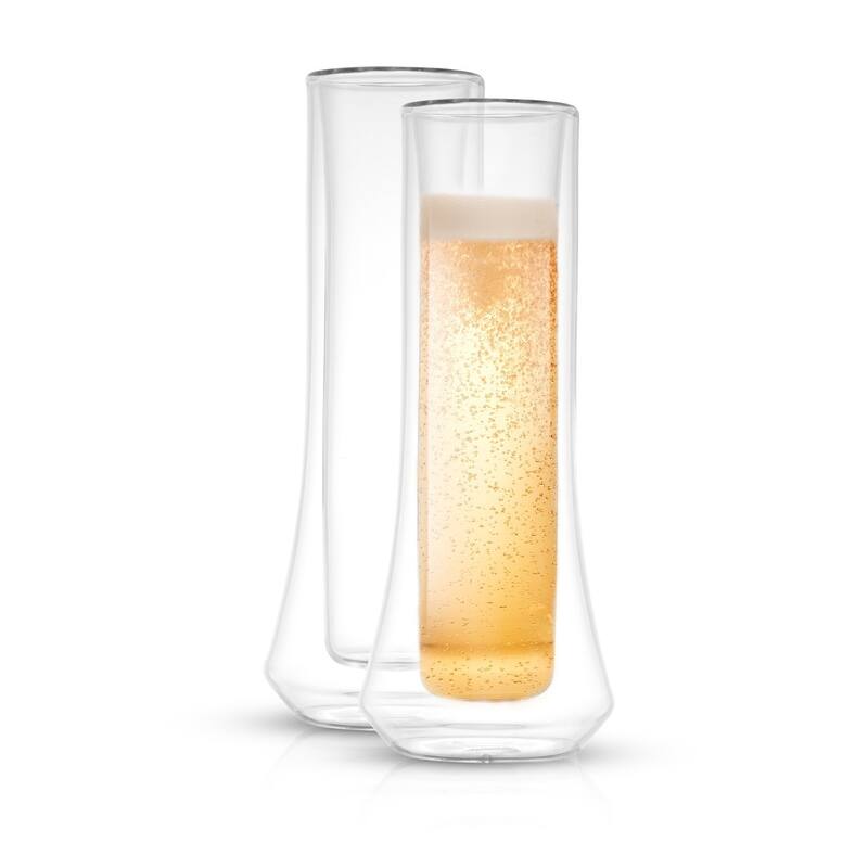 JoyJolt Cosmo Double Wall Stemless Champagne Flutes Glasses - 5 oz - Set of 4 - 5 oz