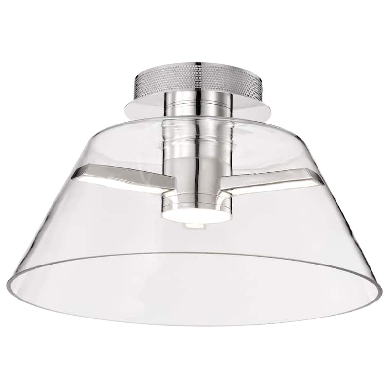Edmond - 17 Inch LED Semi Flush - Polished Nickel with Clear Glass - Polished Nickel