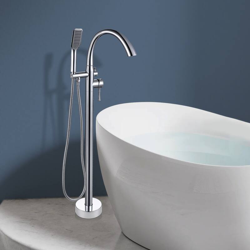 Topcraft Floor Mounted Bathtub Filler with Handheld Showerhead