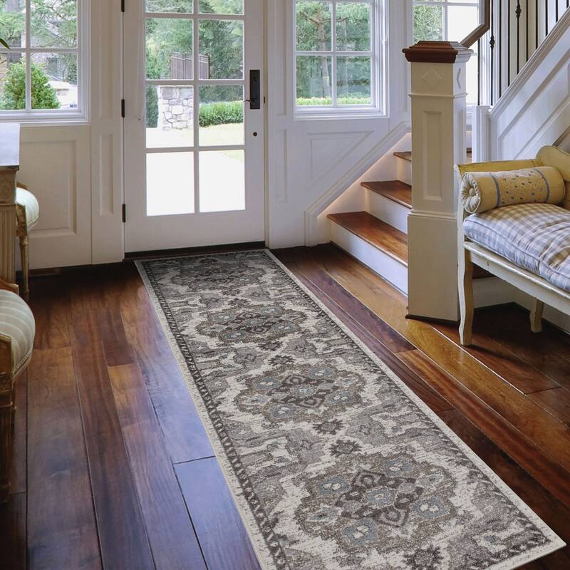 Aurelia Jess Taupe Medallion Area Rug - 2'6" x 10'3" Runner
