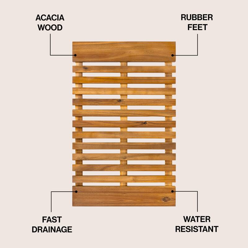 Paige Acacia Wood Slat Natural Indoor/Outdoor Shower Mat