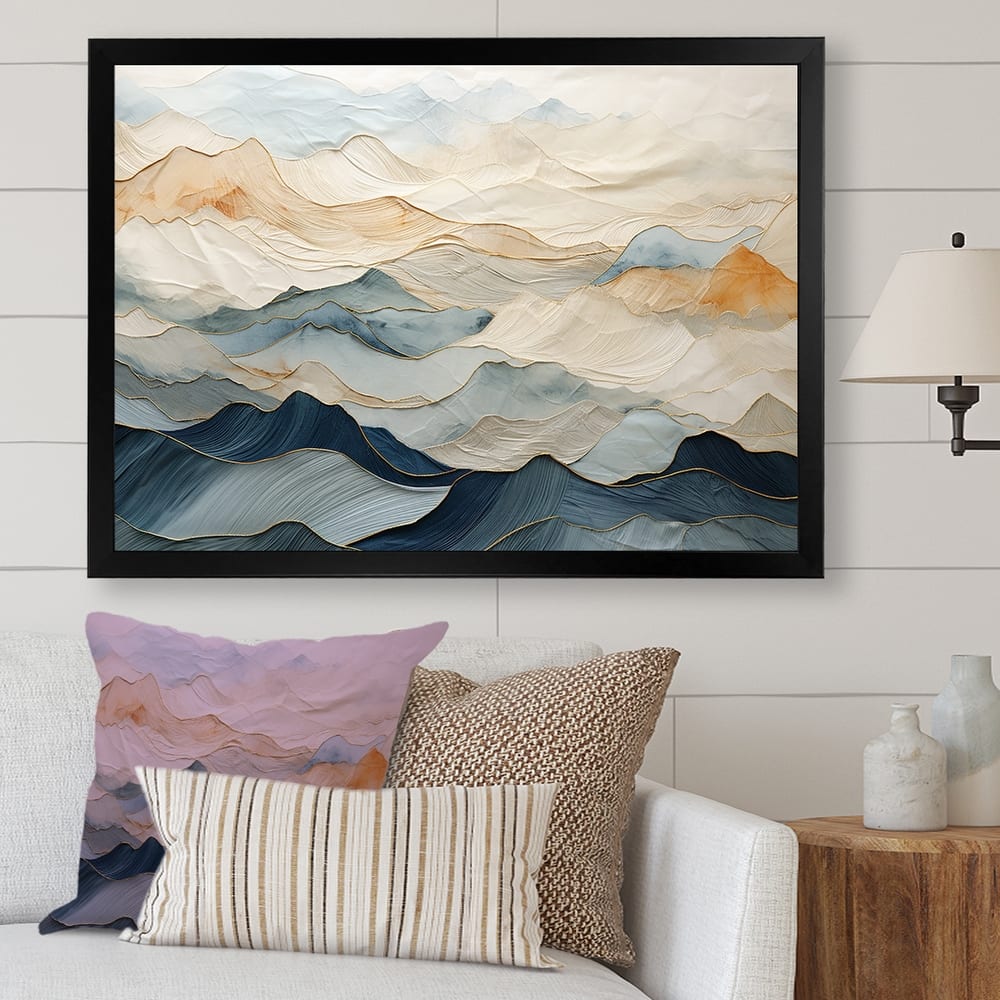 Designart "Majestic Mountain Peaks" Landscape Mountains Framed Wall Art Prints