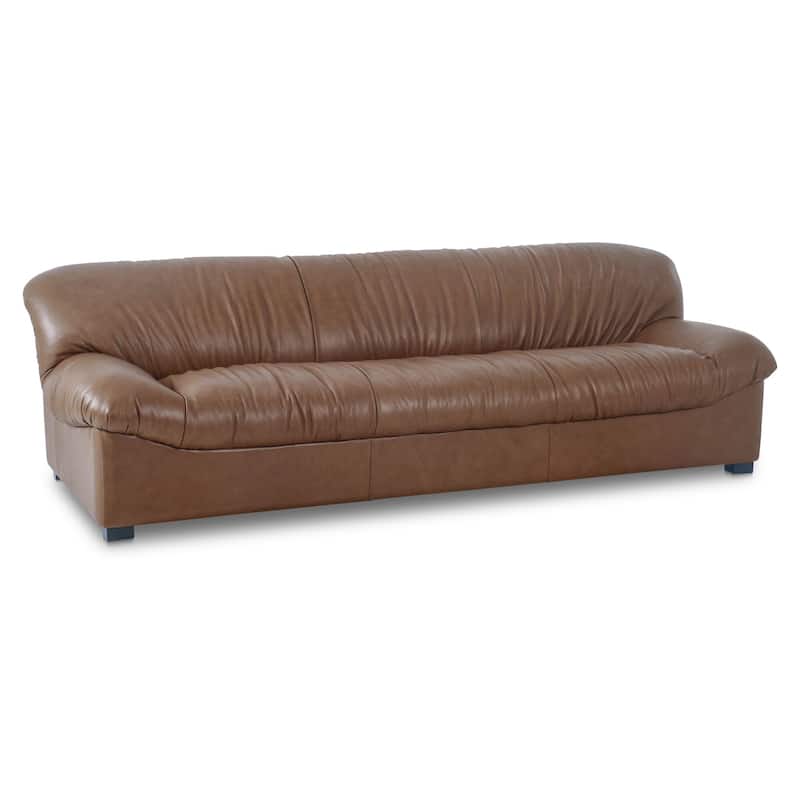 NADAAL STUDIOS Zarek Sofa, Oversized Postmodern Form in Top Grain Leather with Feather-Filled Cushions, Tan