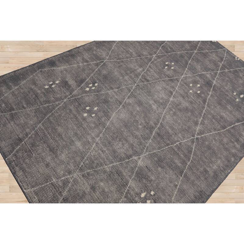 LoomBloom Gray Hand Woven Moroccan Wool Contemporary Oriental Area Rug - 5' 3'' x 7' 7''