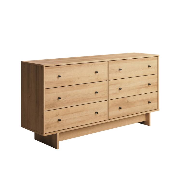 Prepac Finnley 6-Drawer 61" W Dresser, Modern Clothing Organizer for Home, Bedroom, Living Room