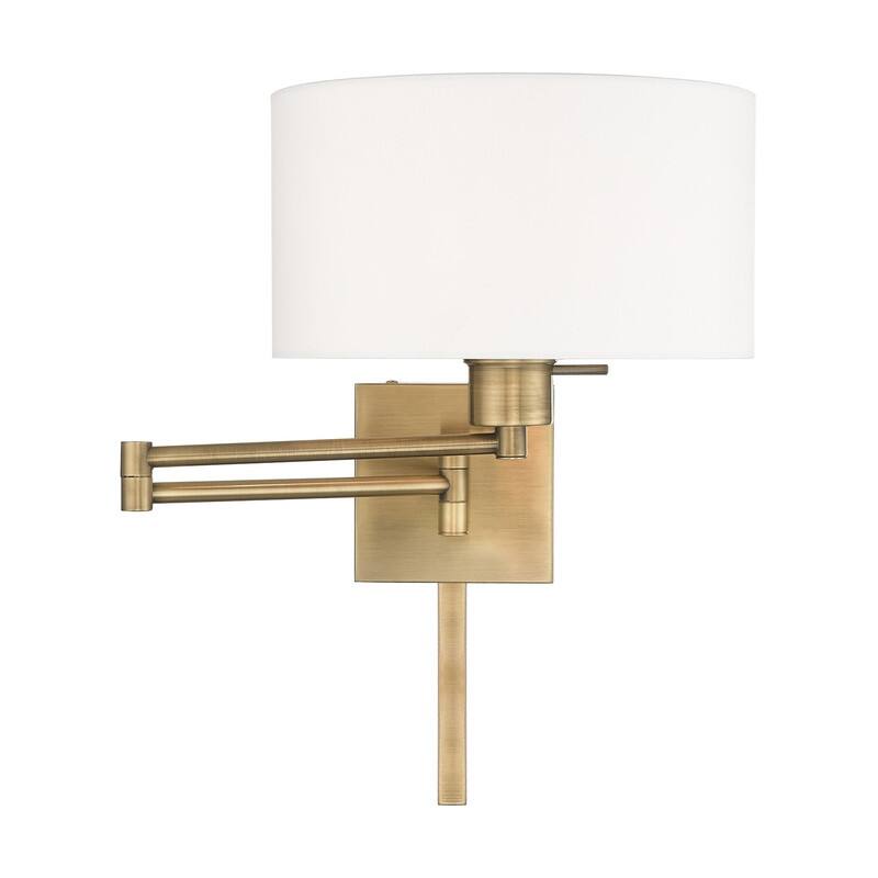 Livex Lighting 1-Light Off-White Drum Shade Swing Arm Wall Lamp, 40036