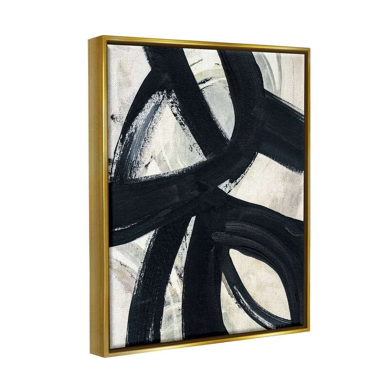 Stupell Dynamic Modern Black Paint Strokes Bold Abstract Floater Frame, Design by Susan Jill