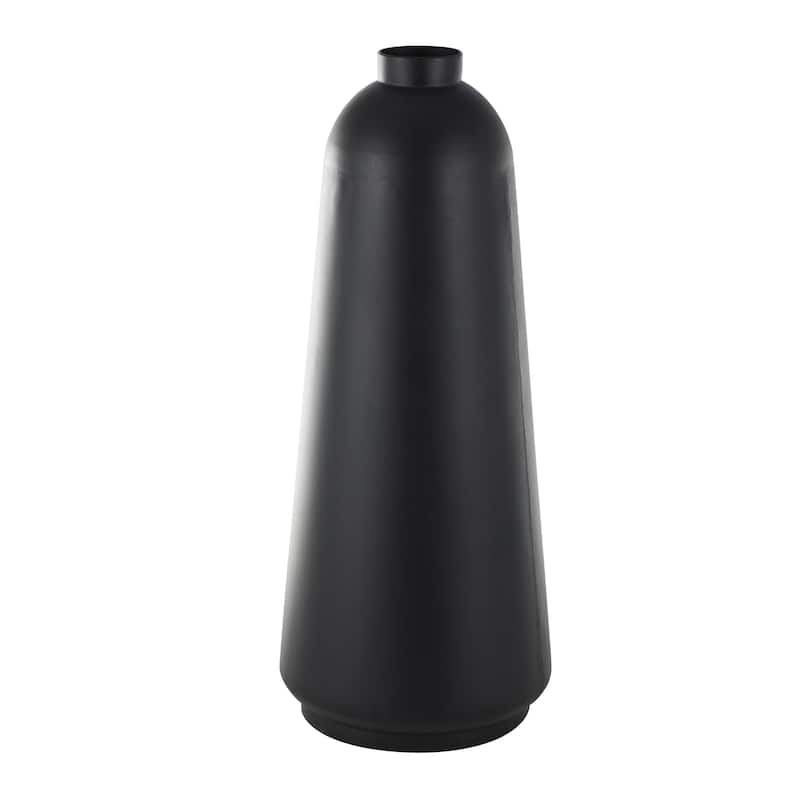 Metal Decorative Vase with Narrow Opening - Black - Roche River Decor