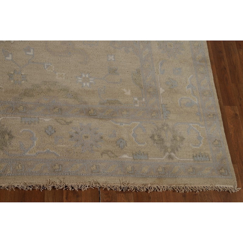 Earth Tone Oushak Area Rug Hand-Knotted Wool Carpet - 8'0"x 9'10"