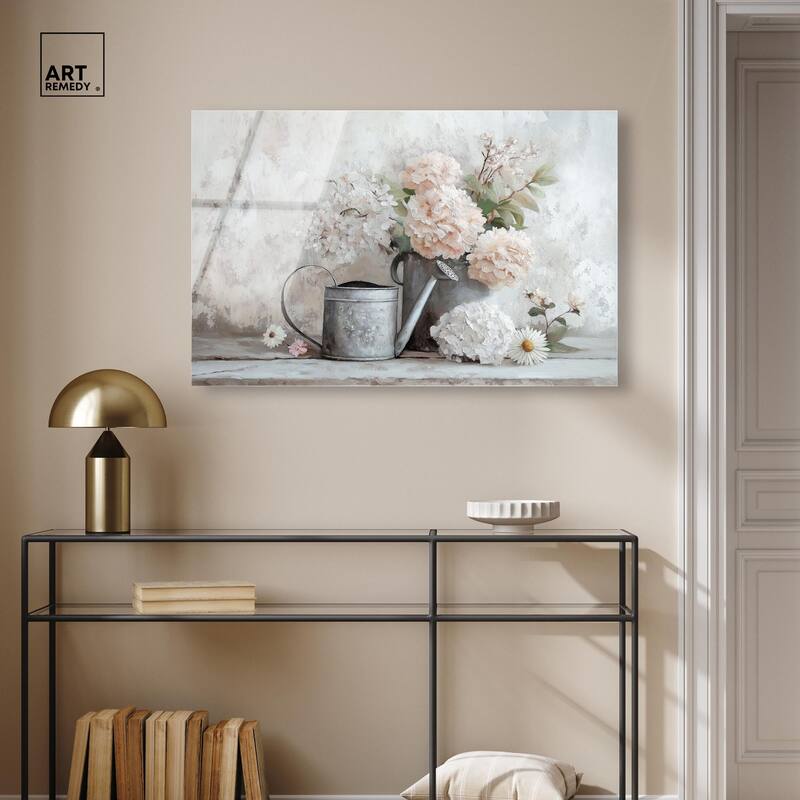 Can and White Blooms Acrylic by Art Remedy, Ready to Hang