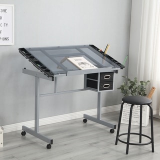 Nestfair Adjustable Art Drawing Desk with 2 Fabric Slide Drawers - On ...