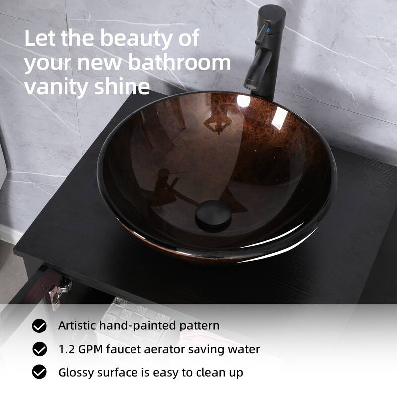 72" Bathroom Vanity Set Vessel Sink Cabinet Mirror Combo