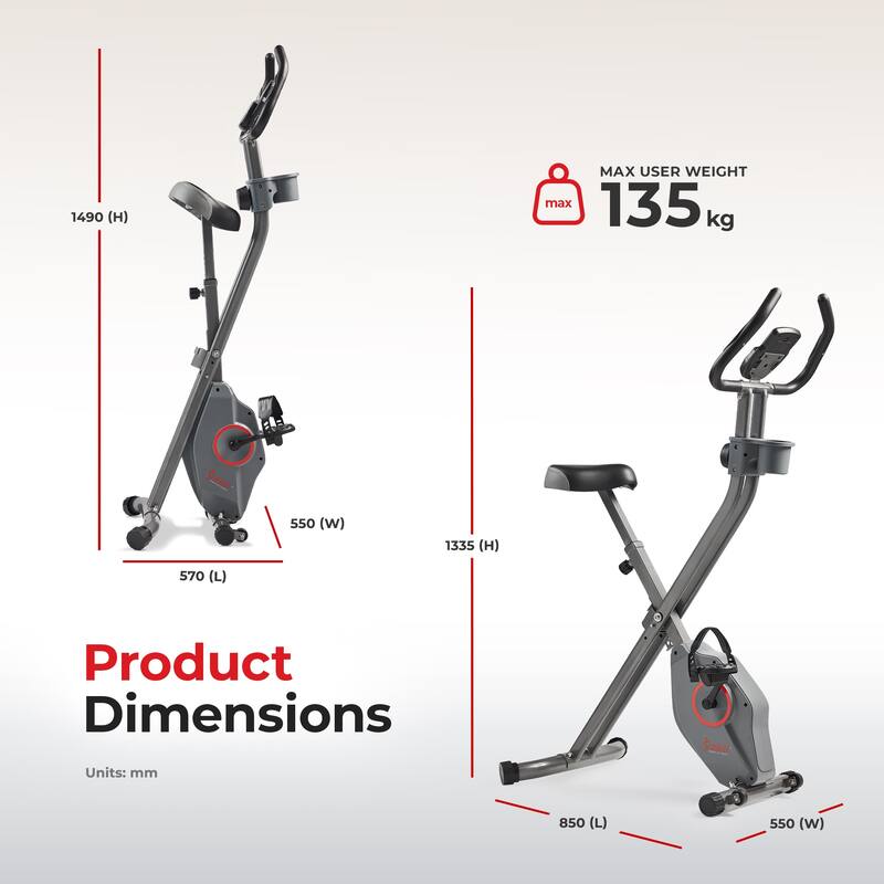 Sunny Health & Fitness Foldable Magnetic X-Bike Pro - SF-B223011 - Black - 33.5*21.7*52.6
