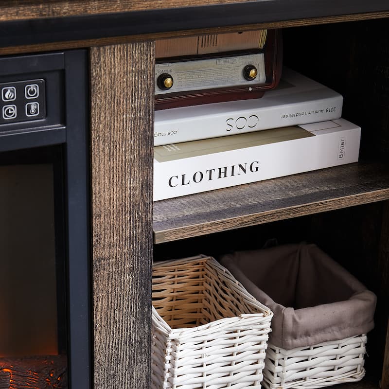 Entertainment Console TV Stand with Fireplace