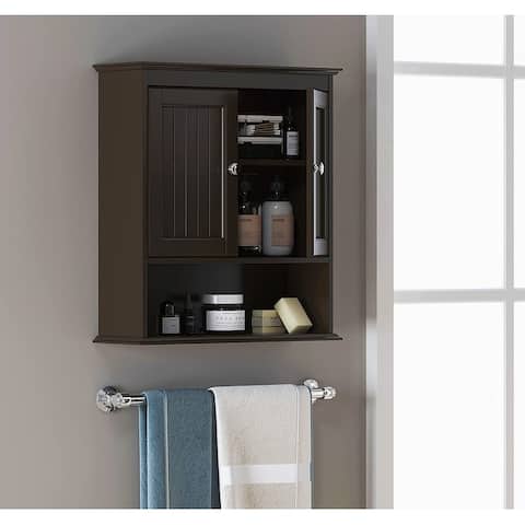 Spirich-Bathroom Wall Spacesaver Storage Cabinet Over The Toilet with Door , Wooden, White