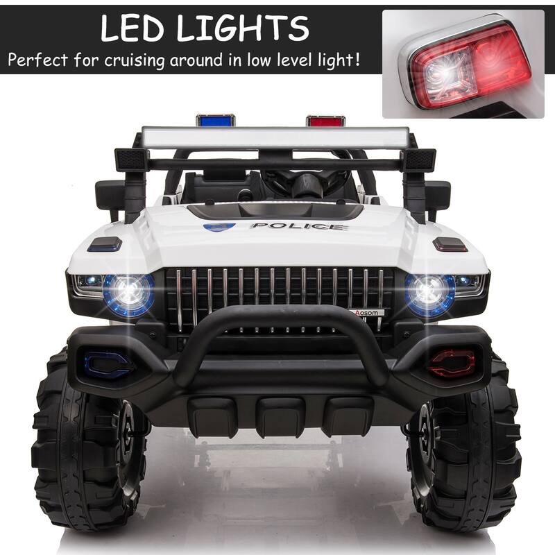 Big 53"L 12V Police Car Ride-On SUV for Kids with Siren, Remote Control, Music, Suspension & Horn