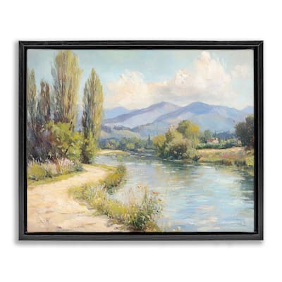 Stupell Along The Mountain River Framed Floater Canvas Wall Art Design By Petal Prints Design