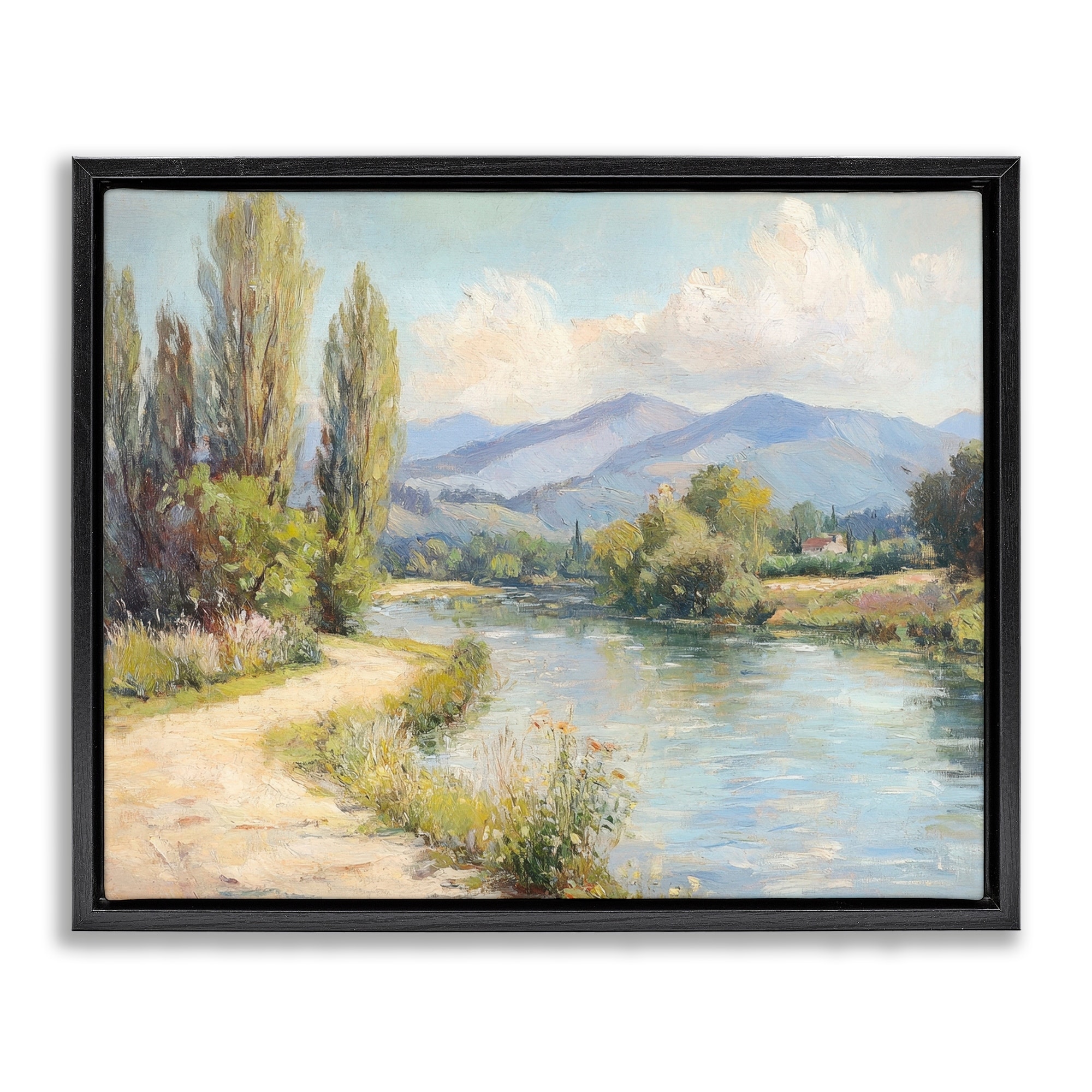 Stupell Along The Mountain River Framed Floater Canvas Wall Art Design By Petal Prints Design