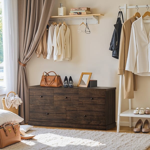 living room dresser Wood Modern 7-Drawer Dressers with Metal Handle for Room, Hallw anyaskshop the six commodious drawers I Swapped a Media Console