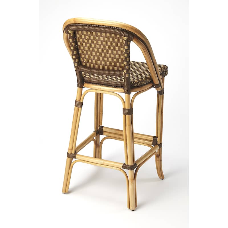 Lila Rattan 28 in. Seat Height Bar Stool with Back and Footrest