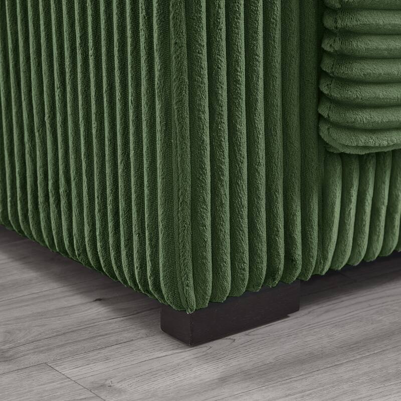 L-shaped Sectional Sofa with Reversible Chaise Lounge and Pillwo Corduroy Upholstered Couch with Removed Sofa Covers