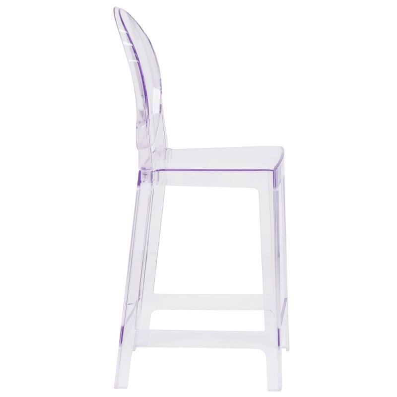 4 PK Counter Stool with Oval Back in Transparent Crystal - Wedding Chairs