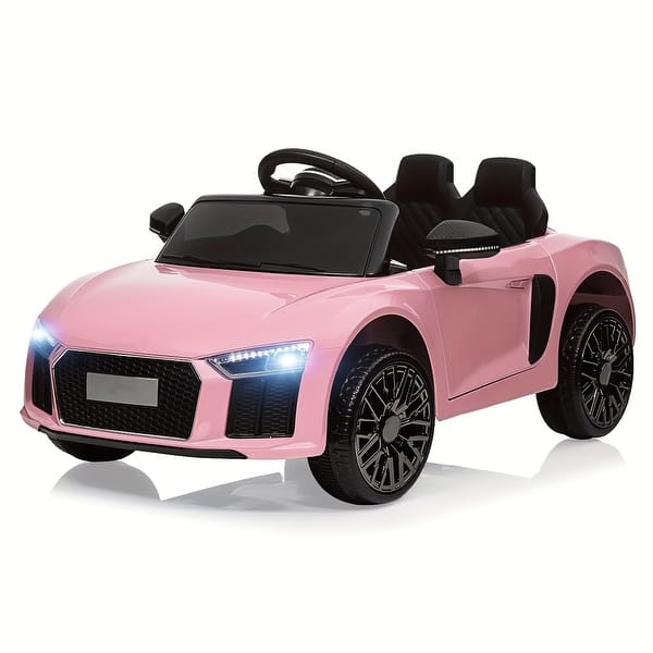 slide 2 of 5, Ride-On Car, 12V Battery Electric Toy Car with MP3 Player, 4 Wheel Shock Absorbers, Best Gift for Christmas, Pink Pink