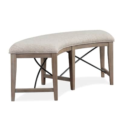 Magnussen Home Paxton Place Dovetail Grey Upholstered Curved Bench - 52''W x 21.75''D x 19''H