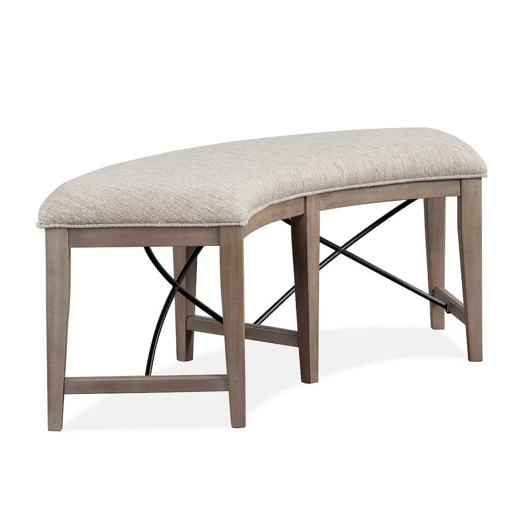 Magnussen Home Paxton Place Dovetail Grey Upholstered Curved Bench - 52''W x 21.75''D x 19''H
