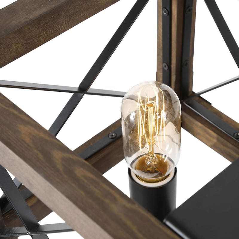 Modern Farmhouse 5-Light Wood Chandelier Rustic Island Pendant Lights for Dining Room