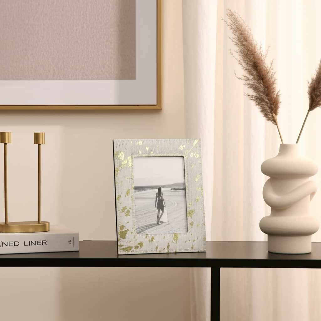 Leather Picture Frame Modern Speckled Glam Decorative Accent