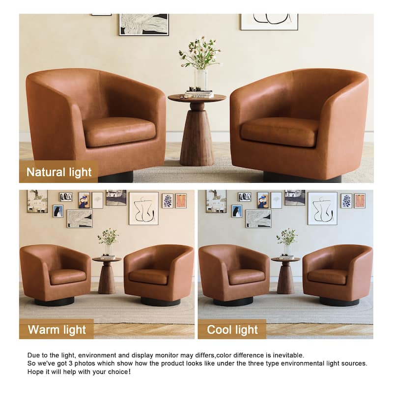 2 Set 360°Swivel Fabric Accent Chairs Barrel Armchairs