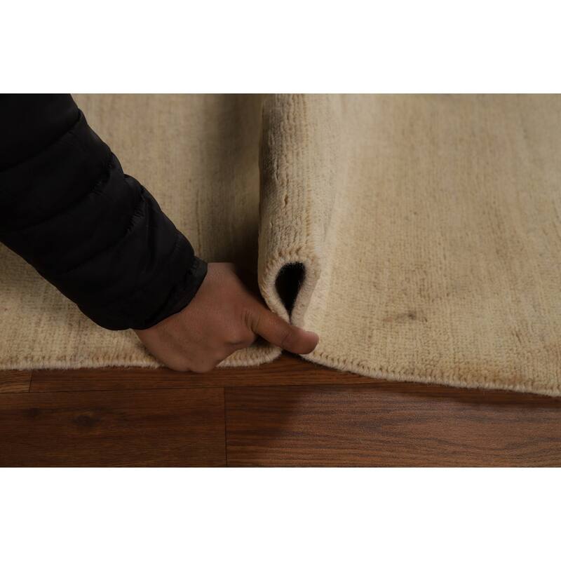 Solid Modern Gabbeh Oriental Area Rug Handmade Yellow Wool Carpet - 4'10" x 6'5"