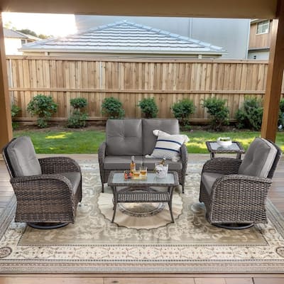 Gymojoy Outdoor Wicker Patio Furniture Loveseat and Chair Set