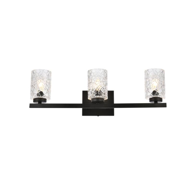 Cara 3 Light Bath Sconce with Clear Shade - Black