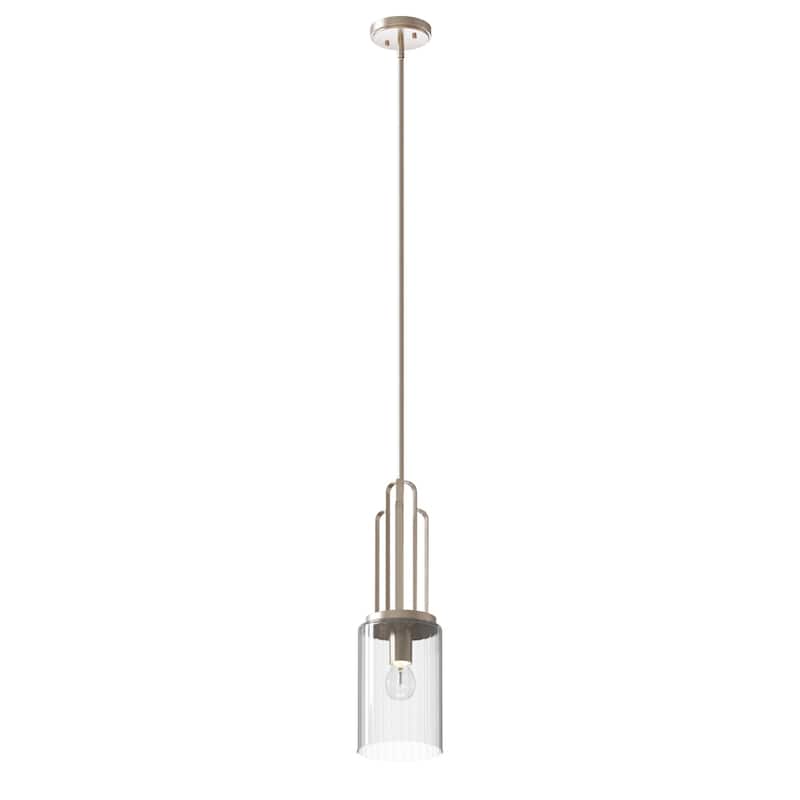 Kichler Kimrose 1 Light Mini Pendant with Clear Fluted Glass in Polished Nickel and Satin Nickel
