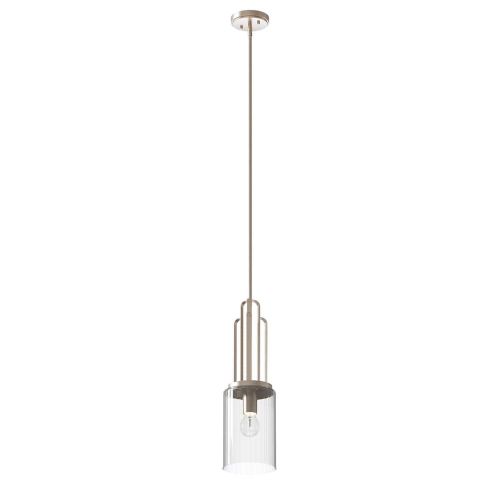 Kichler Kimrose 1 Light Mini Pendant with Clear Fluted Glass in Polished Nickel and Satin Nickel