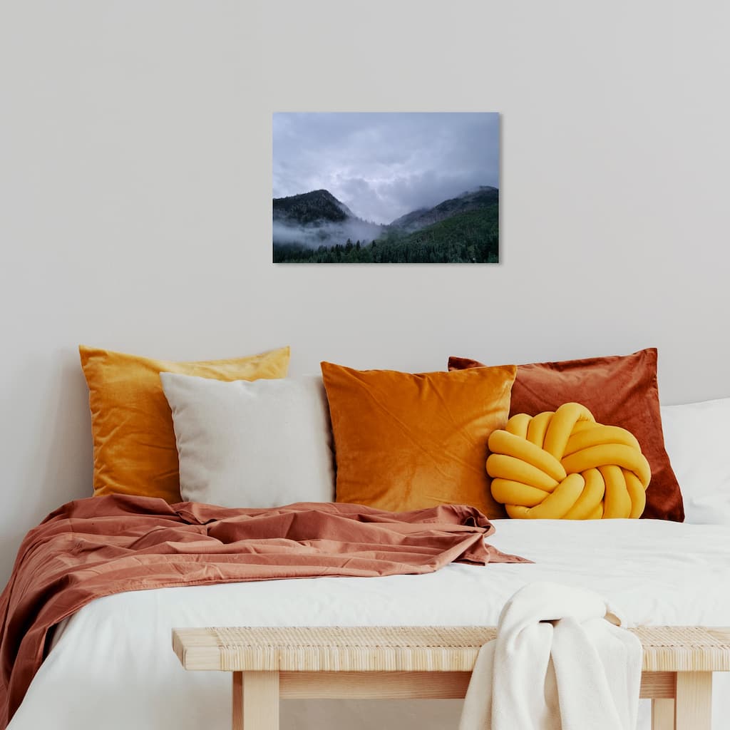 Wynwood Studio Canvas Nature and Landscape Mist in the Humid Forest Gray and Green Modern & Contemporary Wall Art Canvas Print