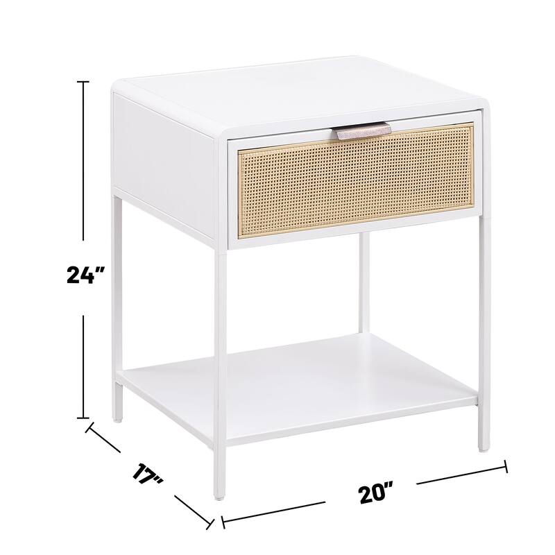 1 Drawer and 1 Open Shelf Metal Side Table