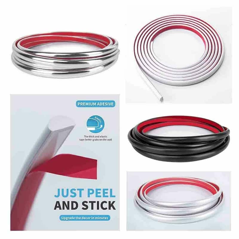 Art3d 10 Ft Peel and Stick Trim for Backsplash Tile Edge, Self-Adhesive Liner for Corner Decor in Stainless Steel
