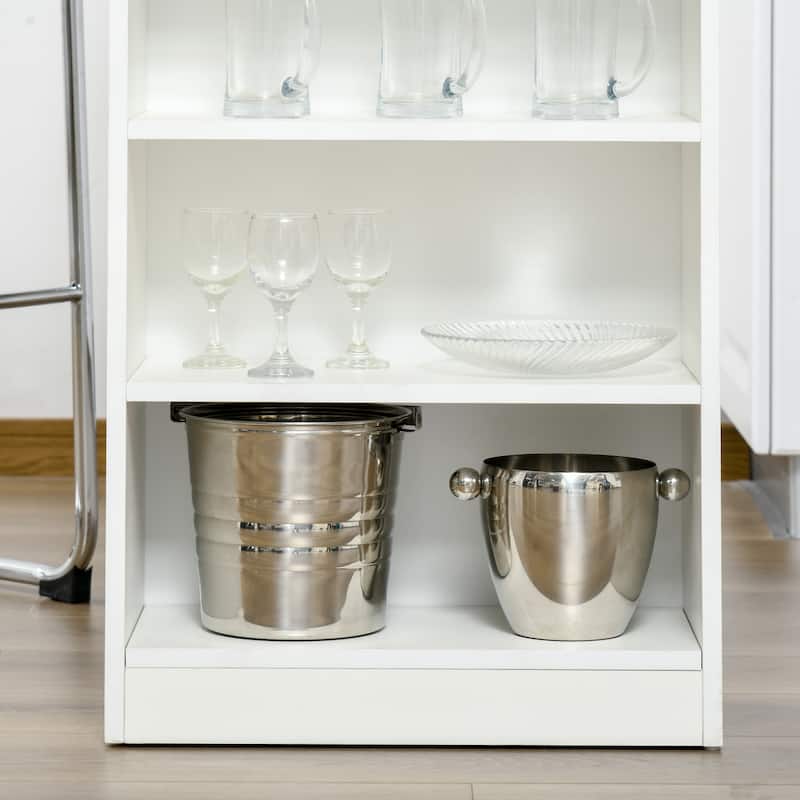 Bar Table, High Top Pub Table with 4 Storage Shelves
