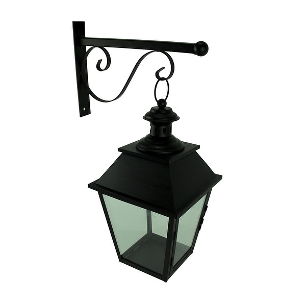 Shop Black Metal And Glass Hanging Candle Lantern With Decorative
