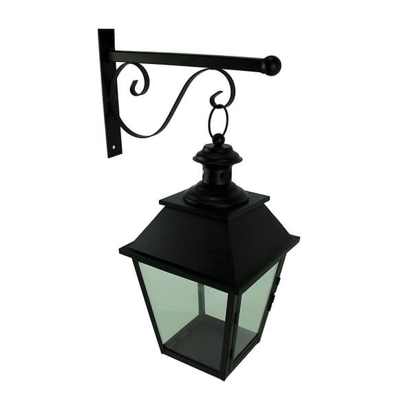 Shop Black Metal And Glass Hanging Candle Lantern With Decorative